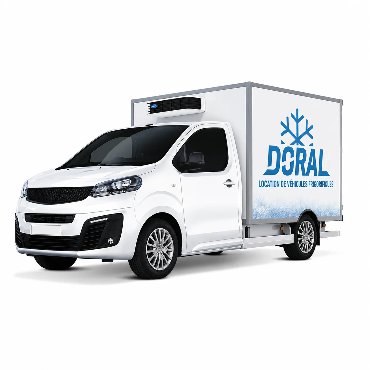 camion frigo sur fond blanc